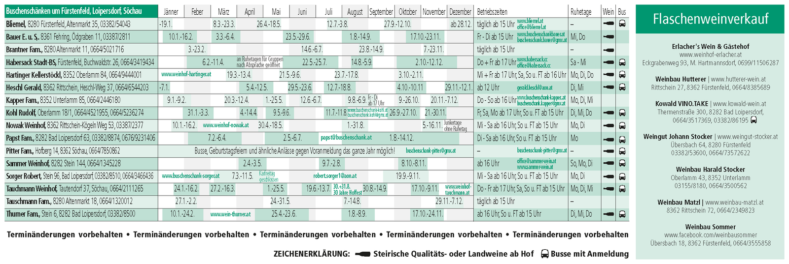 Buschenschankkalendar Loipersdorf