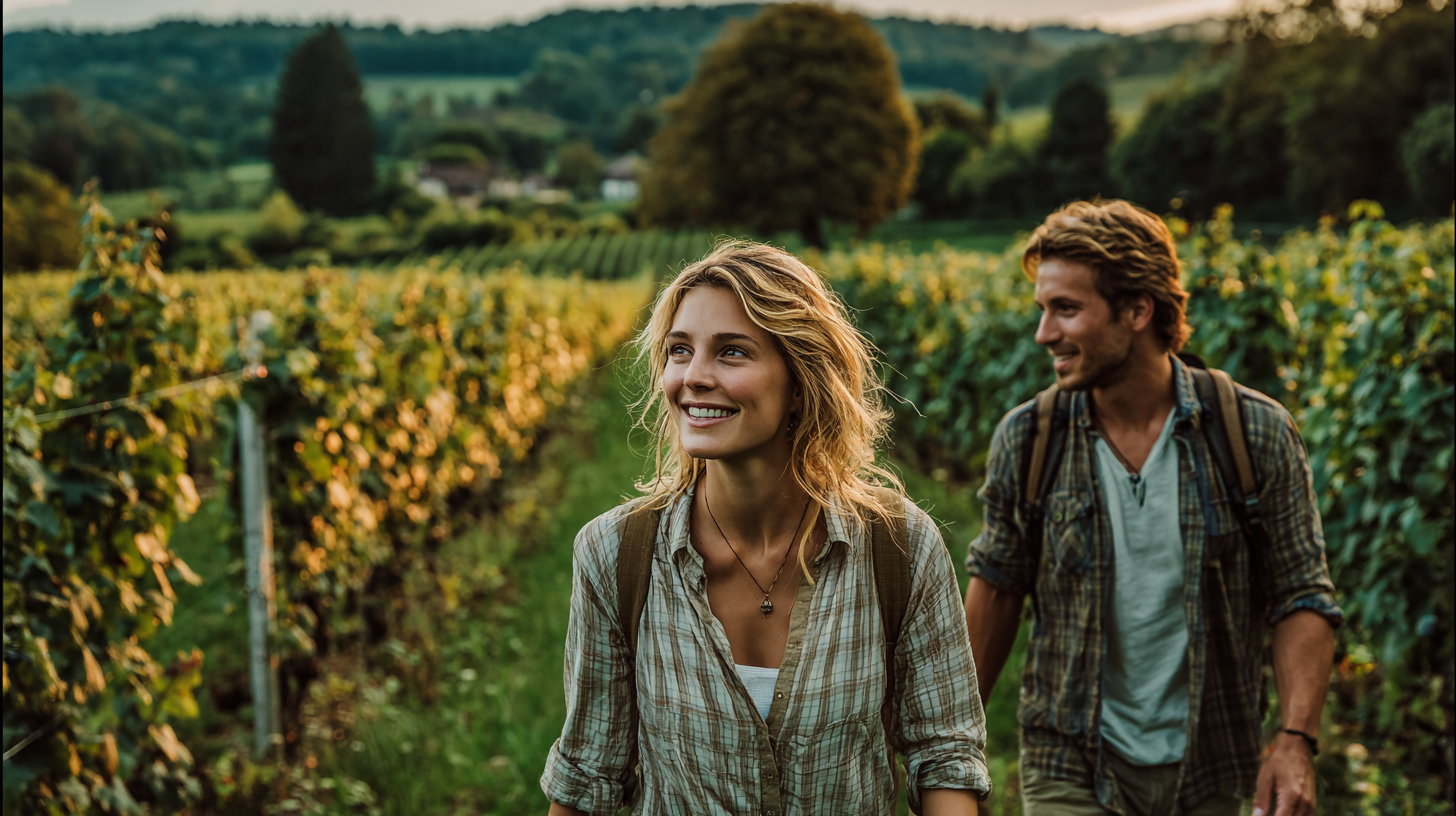 Lachendes Paar beim Wandern im Vulkanland Steiermark